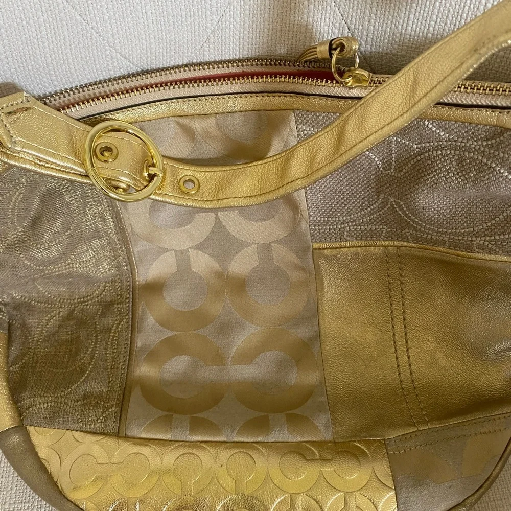 Coach Gold Patchwork Shoulder Bag - Picture 2 of 12